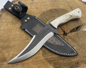 Deer Antler Bowie Knife Full Tang Blade Custom Hunting Survival Knife Gifts For Men Camping Gifts Birthday Gift For Boyfriend Razor Sharp