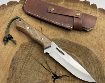 Full Tang 4034 Stainless Steel Hunting Knive with Leather Case Tactical Fixed Blade Bushcraft Knive