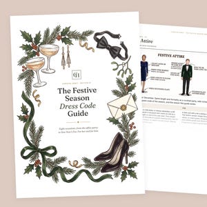 Festive Attire Dress Code Guide PDF | What to Wear to a Christmas Party, Office Party, Black Tie, New Year's Eve | For Her & Him