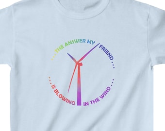 Kinder Windkraftanlage T-Shirt, Blowing in the Wind, Polen Drucker