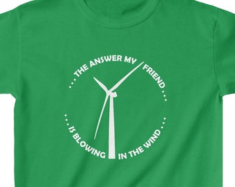 Kinder Windkraftanlage T-Shirt, Grün, Blow in the Wind, Poland Drucker