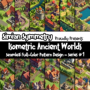 DIGITAL PAPER Isometric Ancient Worlds Series 1 | Seamless Designs | Twelve Colorful Patterns | Tile Patterns | Instant Download