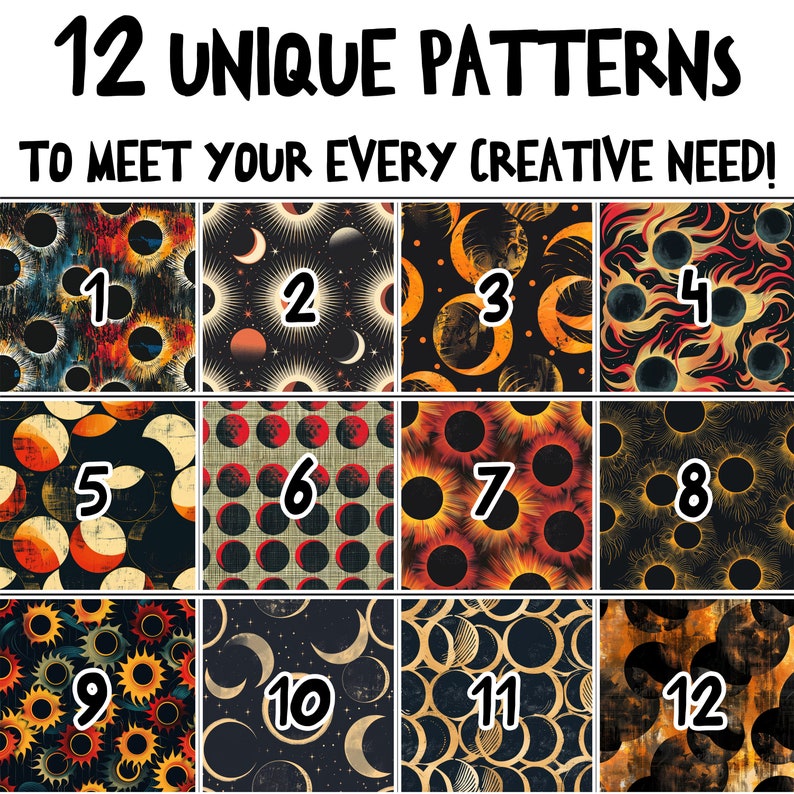 Abstract Solar Eclipse Inspired Digital Paper | Solar Eclipse Artwork ...