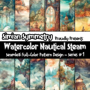 DIGITAL PAPER Nautical Steam Series 1 | Seamless Designs | Twelve Colorful Patterns | Tile Patterns | Instant Download