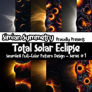 Total Solar Eclipse Digital Paper | Instant Download | Seamless Patterns | Cosmic Celestial Event Background | Solar Eclipse Digital Pattern