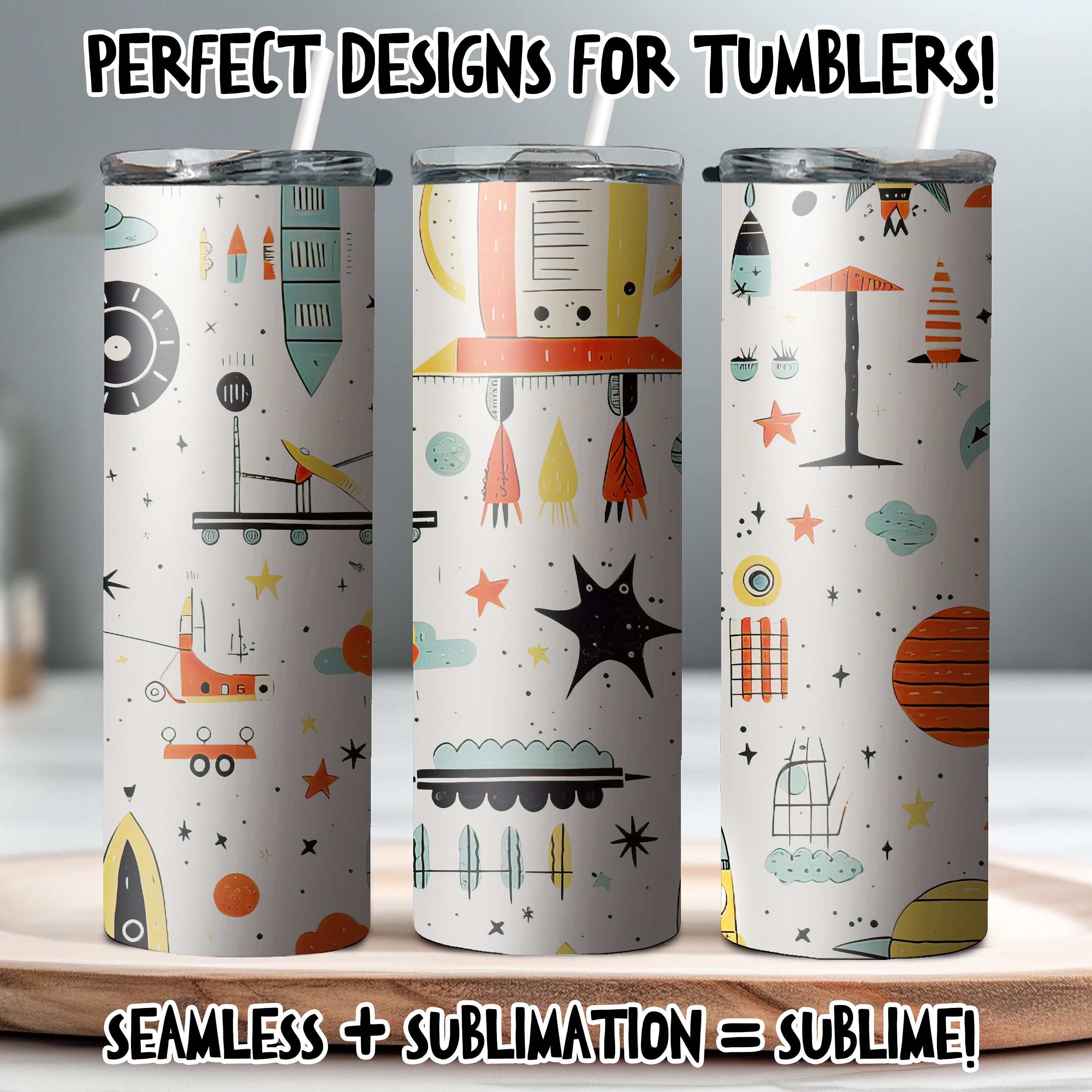 Rocket Ships Digital Paper | Instant Download | Seamless Patterns ...