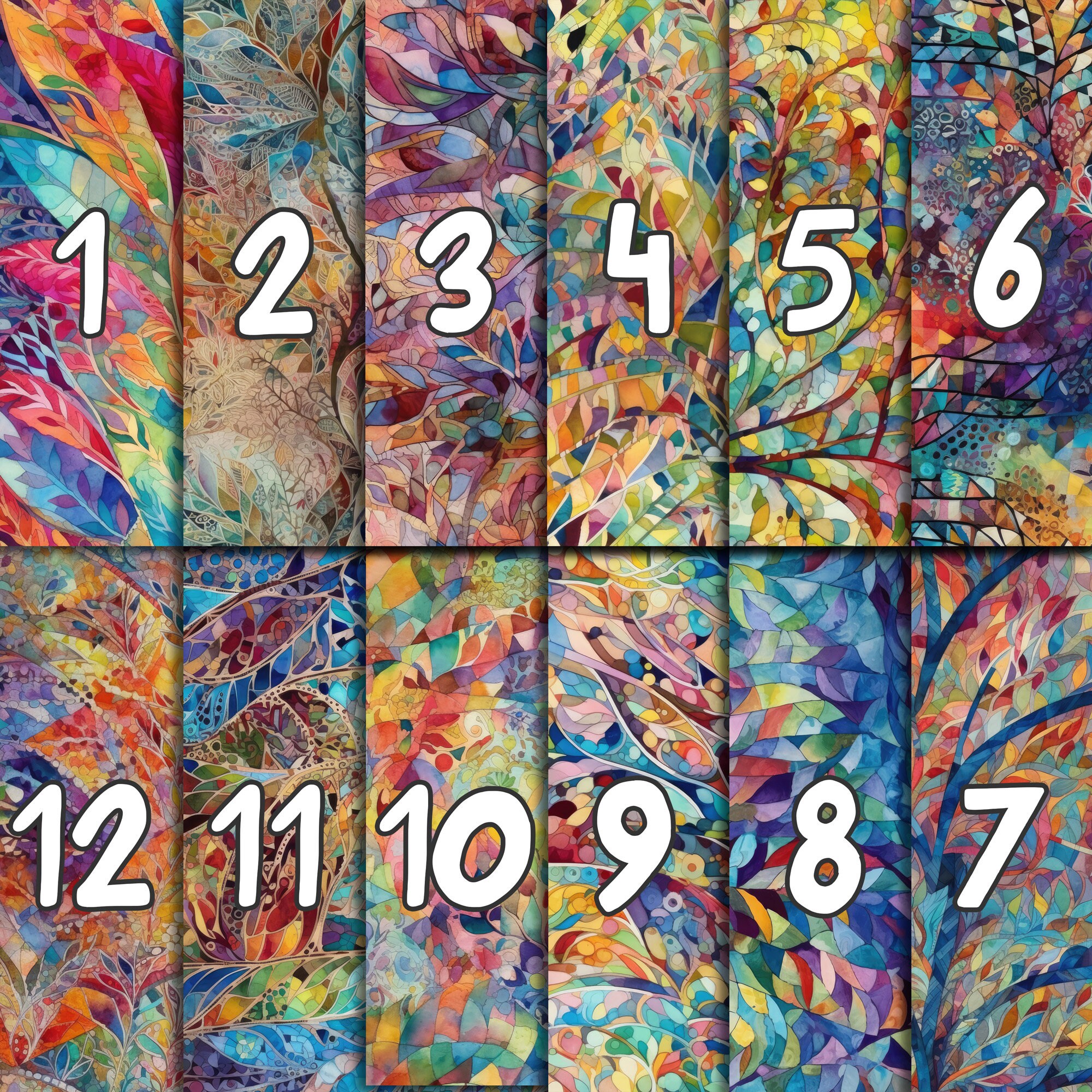 DIGITAL PAPER Colorful Mosaic Series 1 Seamless Designs - Etsy