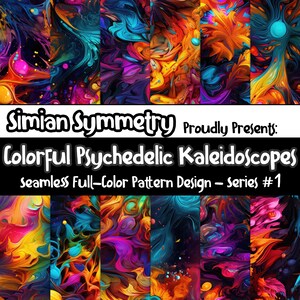 Colorful Psychedelic Kaleidoscopes | Instant Download | Seamless Patterns | Trippy Patterns Collection | Kaleidoscope Seamless Pattern