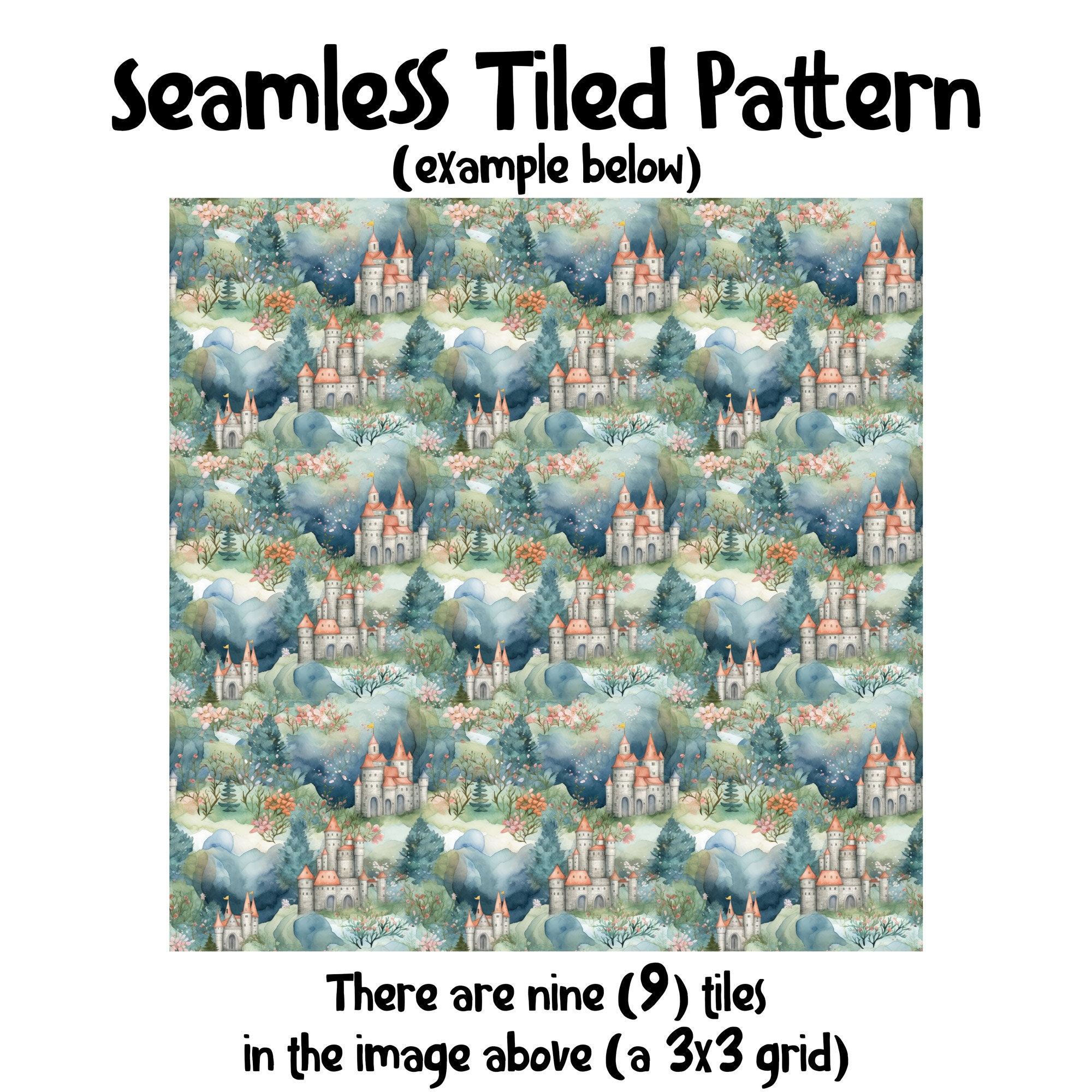 DIGITAL PAPER Castles Series 1 | Seamless Designs | Twelve Colorful ...