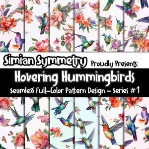 DIGITAL PAPER Hovering Hummingbirds Series 1 | Seamless Designs | Twelve Colorful Patterns | Tile Patterns | Instant Download