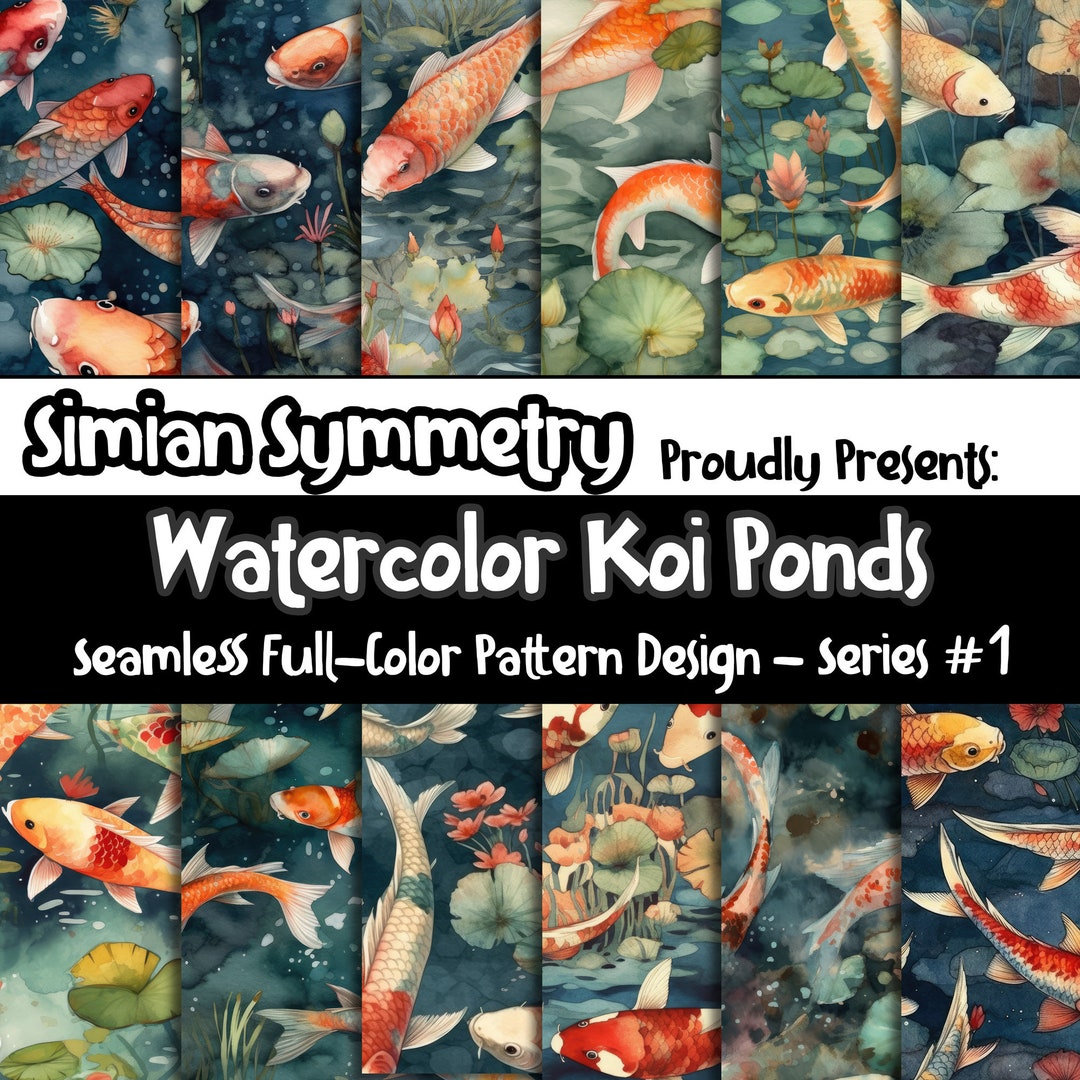DIGITAL PAPER Koi Ponds Series 1 | Seamless Designs | Twelve Colorful ...