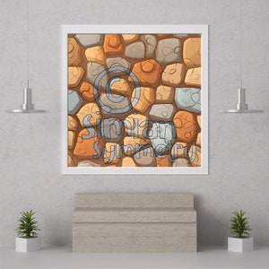 Cartoon Cobblestone Wall Digital Paper | Instant Download | Seamless Patterns | Whimsical Stone Pattern | Cobblestone Animated | Stone Wall image 7