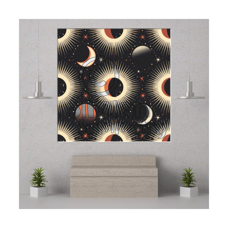 Abstract Solar Eclipse Inspired Digital Paper | Solar Eclipse Artwork ...
