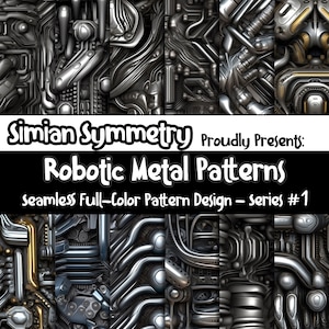 DIGITAL PAPER Robotic Metal Patterns Series 1 | Seamless Designs | Twelve Colorful Patterns | Tile Patterns | Instant Download