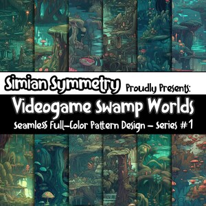 DIGITAL PAPER Videogame Swamp Worlds Series 1 | Seamless Designs | Twelve Colorful Patterns | Tile Patterns | Instant Download