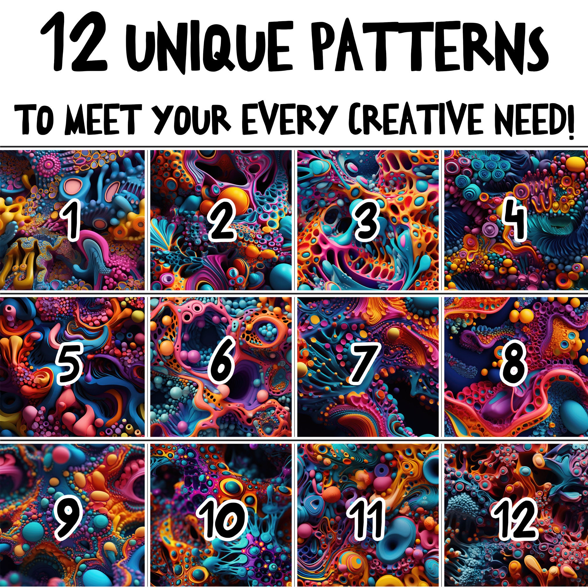 Colorful Biomorphic Forms | Instant Download | Seamless Patterns ...