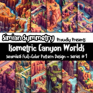 DIGITAL PAPER Isometric Canyon Worlds Series 1 | Seamless Designs | Twelve Colorful Patterns | Tile Patterns | Instant Download