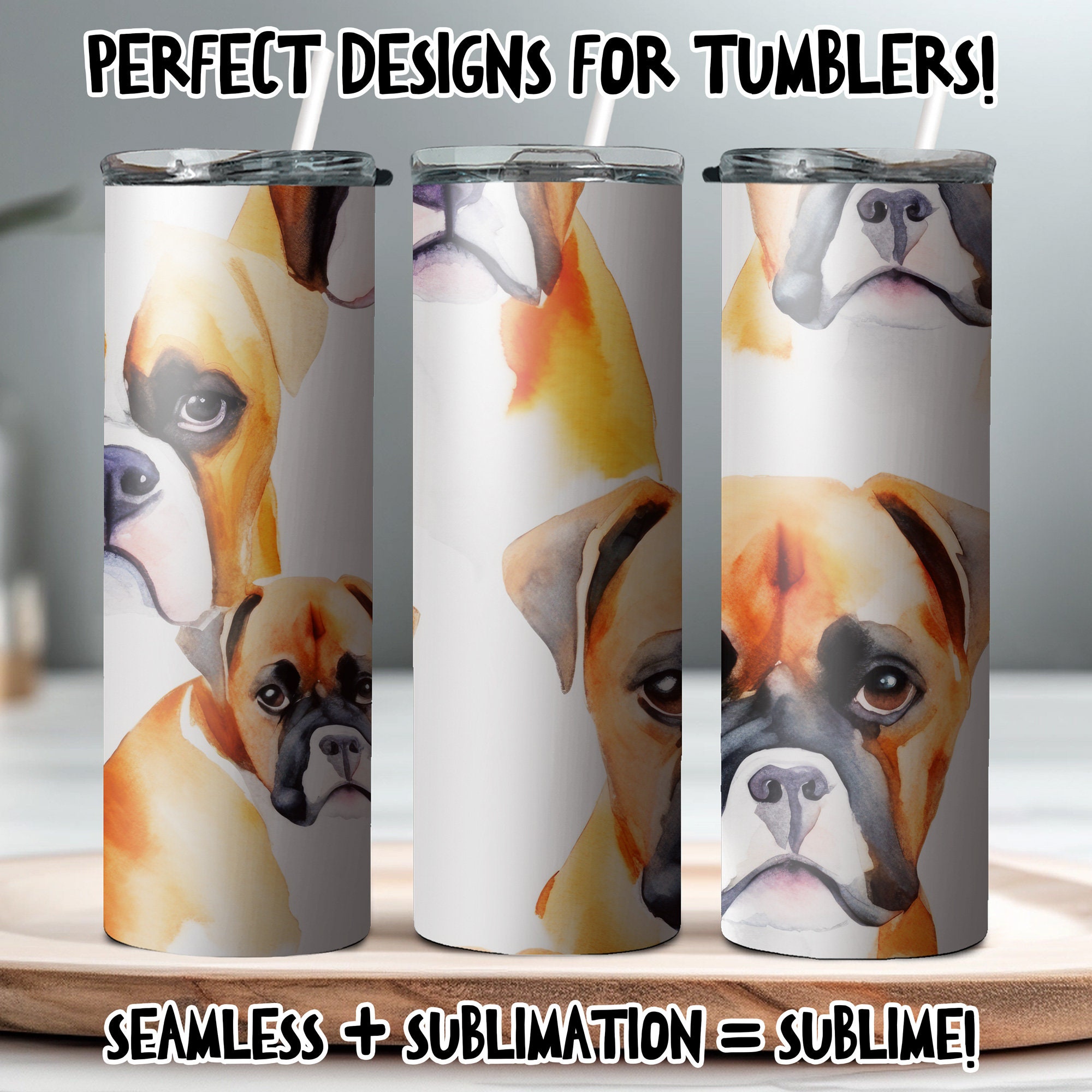 DIGITAL PAPER Watercolor Boxers Series 1 Seamless Designs Twelve ...