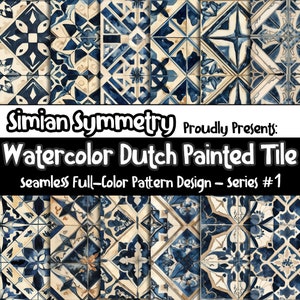 PAPEL DIGITAL Serie de azulejos pintados holandeses 1 / Diseños sin costuras / Doce patrones de colores / Patrones de azulejos / Descarga instantánea