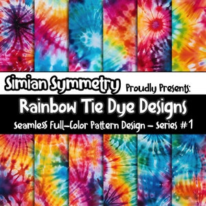 Rainbow Tie Dye Designs Digital Paper | Instant Download | Seamless Patterns | Vibrant Tie-Dye | Tie Dye Patterns | Tie Dye Scrapbook