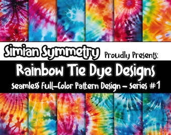 Rainbow Tie Dye Designs Digital Paper | Instant Download | Seamless Patterns | Vibrant Tie-Dye | Tie Dye Patterns | Tie Dye Scrapbook