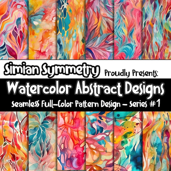 DIGITAL PAPER Abstract Designs Series 1 | Seamless Designs | Twelve Colorful Patterns | Tile Patterns | Instant Download