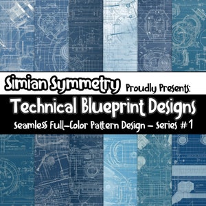 Technical Blueprints Digital Paper | Technical Blueprints Seamless | Technical Blueprints Patterns | Blueprints Scrapbook | Blueprints Art