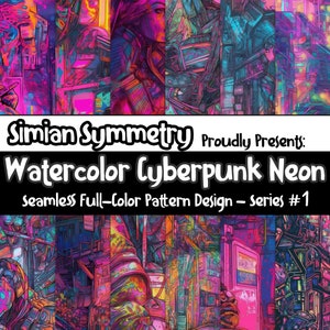 Cyberpunk Neon Digitales Papier | Cyberpunk Neon Seamless | Cyberpunk Neon Muster | Cyberpunk Neon Sammelalbum | Cyberpunk Neon Muster