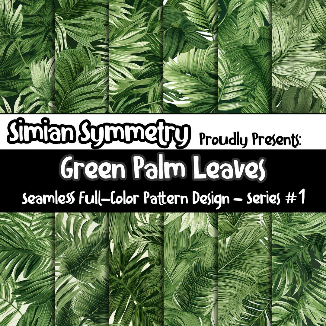 Green Palm Leaves Digital Paper | Instant Download | Seamless Patterns ...