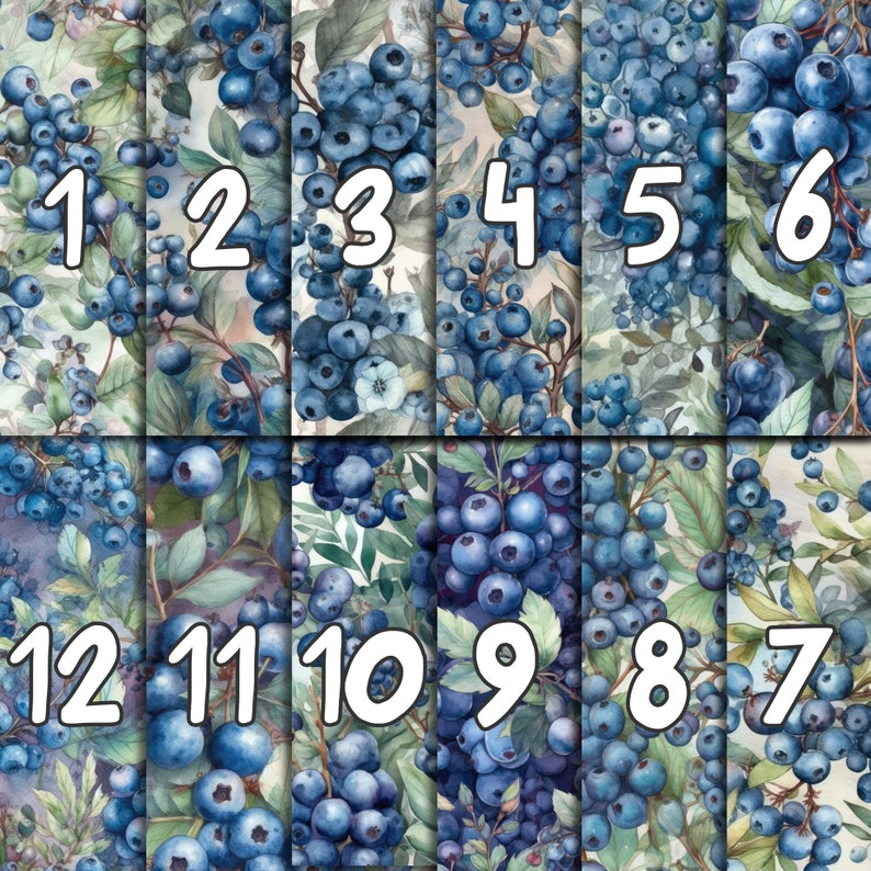 Paper Chain Blueberry DIGITAL PAPER Blueberries Series 1 Seamless Designs Twelve - Etsy