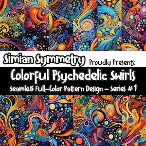 Bunte Psychedelische Wirbel | Sofortdownload | Nahtlose Muster | Swirls Kollektion | Psychedelische Strudel nahtlose Muster | Nahtloser Wirbel