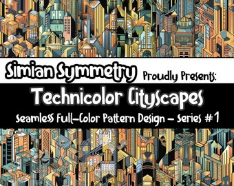 DIGITAL PAPER Technicolor Cityscapes Series 1 | Seamless Designs | Twelve Colorful Patterns | Tile Patterns | Instant Download