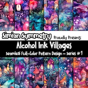 DIGITAL PAPER Alcohol Ink Villages Series 1 | Seamless Designs | Twelve Colorful Patterns | Tile Patterns | Instant Download