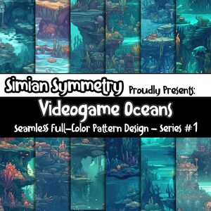 DIGITAL PAPER Videogame Oceans Series 1 | Seamless Designs | Twelve Colorful Patterns | Tile Patterns | Instant Download