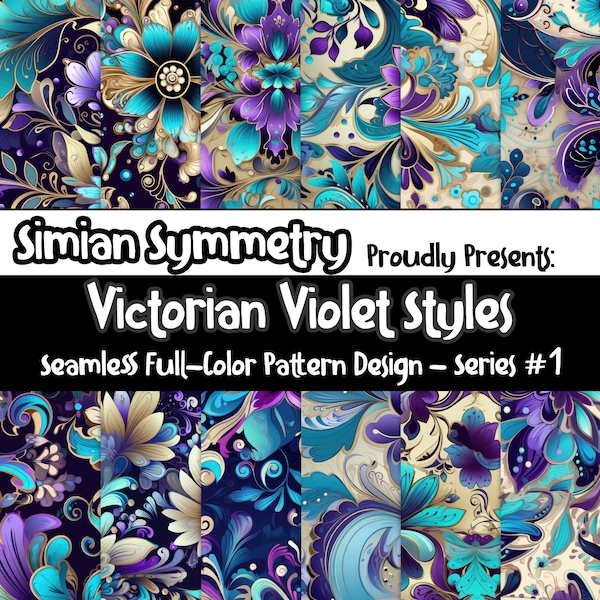 Victorian Violet Styles Digital Designs | Instant Download | Seamless Patterns | Vintage Collection | Paisley Victorian Seamless Pattern