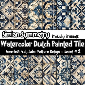 PAPEL DIGITAL Azulejo pintado holandés Serie 2 / Diseños sin costura / Doce patrones coloridos / Patrones de mosaico / Descarga instantánea