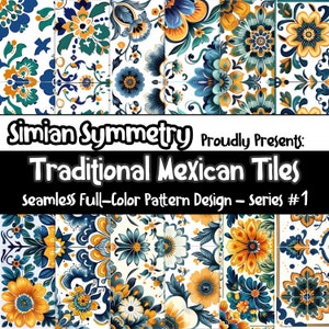 Colorful Traditional Mexican Tiles Digital Paper | Instant Download | Seamless Patterns | Mexican Style Inspired Ceramic Patterned Tiles