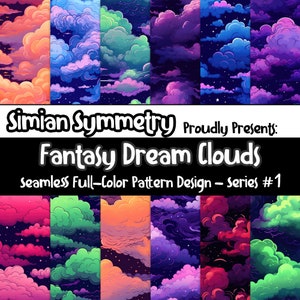 Fantasy Dream Clouds Digital Paper | Instant Download | Seamless Patterns | Ethereal Dreamscape Collection | Cloud Sublimation Patterns