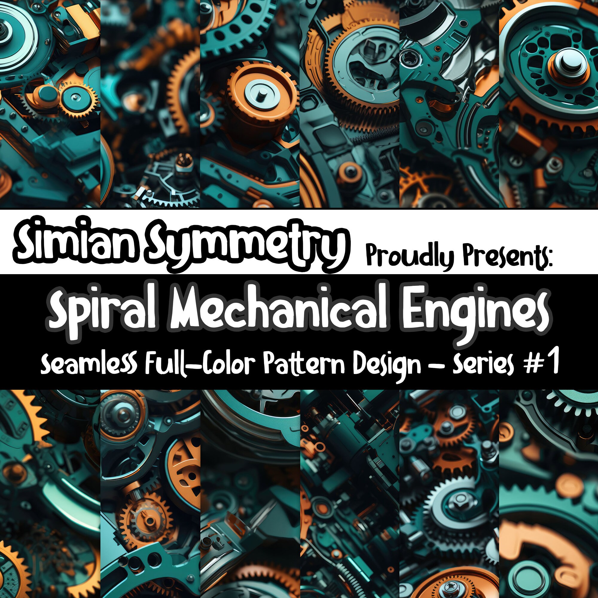 Spiral Mechanical Engines | Instant Download | Seamless Patterns ...