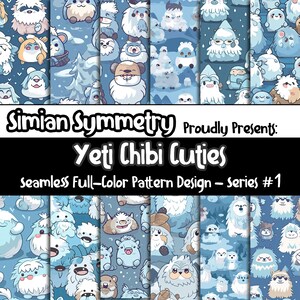DIGITAL PAPER Yeti Chibi Cuties Series 1 | Seamless Designs | Twelve Colorful Patterns | Tile Patterns | Instant Download