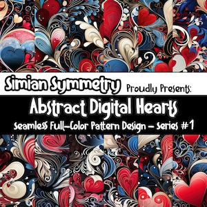 Abstract Hearts Digital Paper | Instant Download | Seamless Patterns | Romance Collection | Heart Seamless Pattern | Valentines Seamless