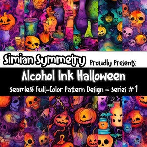 Alcohol Ink Halloween Digital Paper | Alcohol Ink Halloween Seamless  | Alcohol Ink Halloween Patterns | Alcohol Ink Halloween Scrapbook