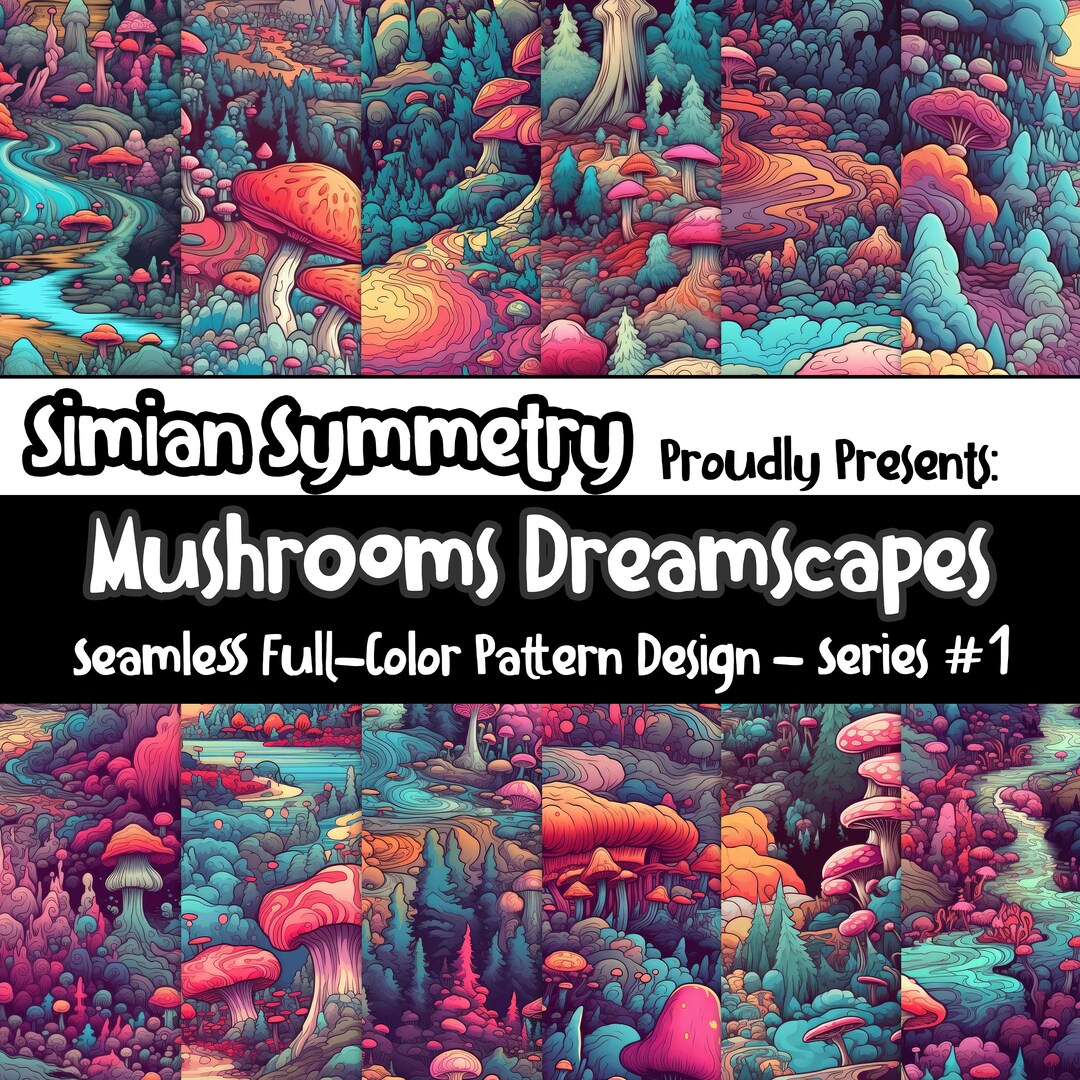 Mushrooms Dreamscapes Digital Paper | Instant Download | Seamless ...