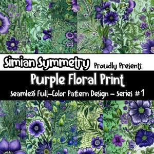 Purple Floral Print Digital Paper | Instant Download | Seamless Patterns | Elegant Florals Collection | Seamless Purple Flower Pattern