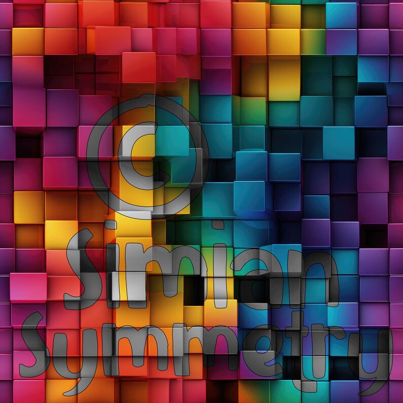 Rainbow Mosaic Cubes Instant Download Seamless Rainbow Patterns ...
