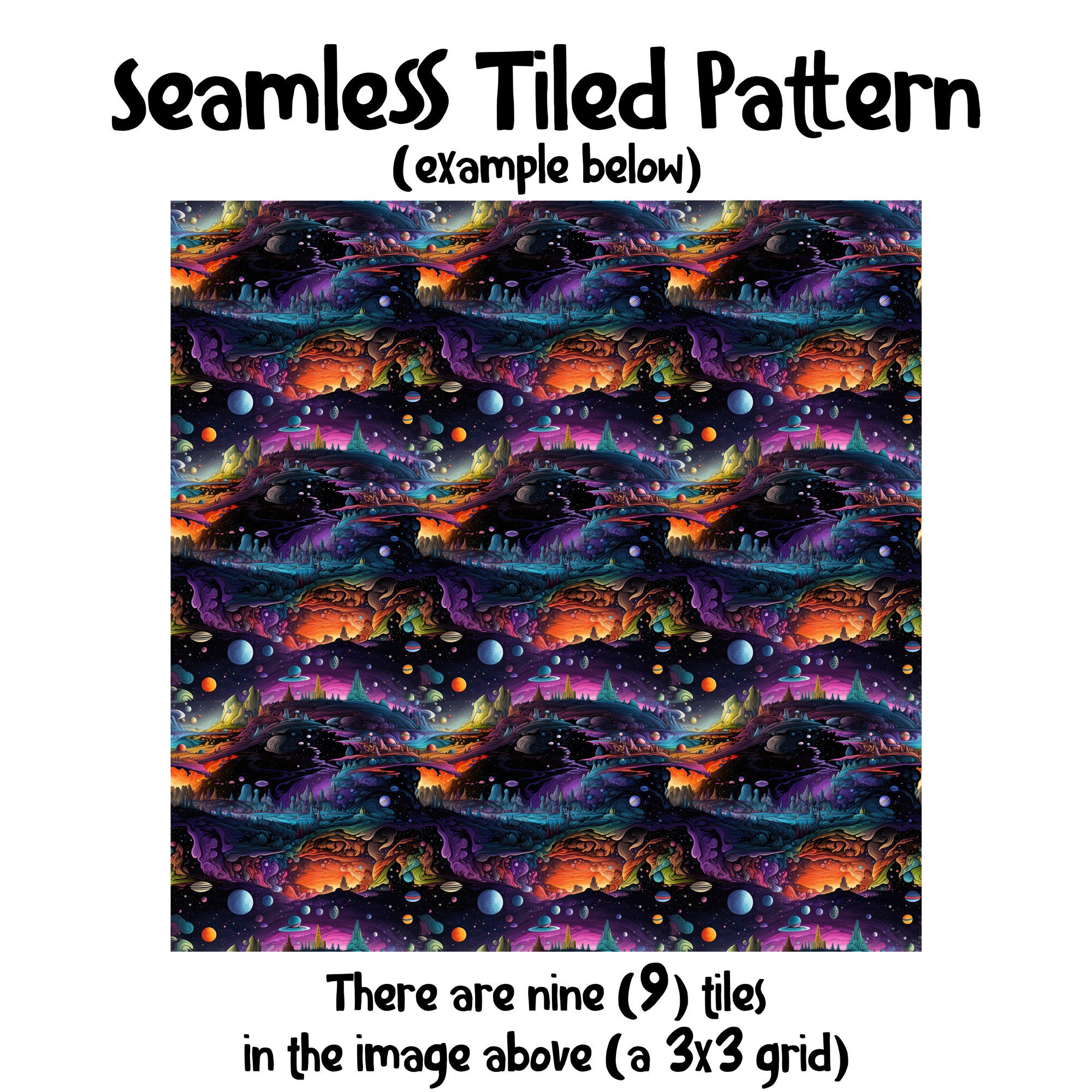 Psychedelic Alien Planets Digital Paper Instant Download Seamless ...