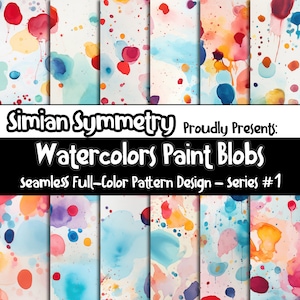 Aquarellfarben Paint Blobs Digital Paper | Sofort Download | Nahtlose Muster | Künstlerische Flüssigkeit | Aquarellfarben Muster | Aquarell Fliese