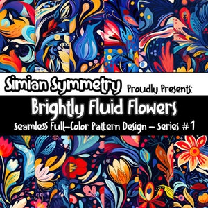 Hell fließende Blumen | Sofortdownload | Nahtlose Muster | Bunte Blumen Kollektion | Blumige nahtlose Muster | Nahtlose Fliesenmuster