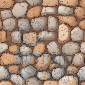 Cartoon Cobblestone Wall Digital Paper | Instant Download | Seamless Patterns | Whimsical Stone Pattern | Cobblestone Animated | Stone Wall image 2