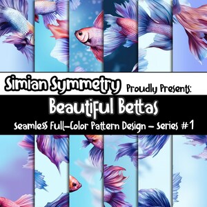 DIGITAL PAPER Beautiful Bettas Series 1 | Seamless Designs | Twelve Colorful Patterns | Tile Patterns | Instant Download